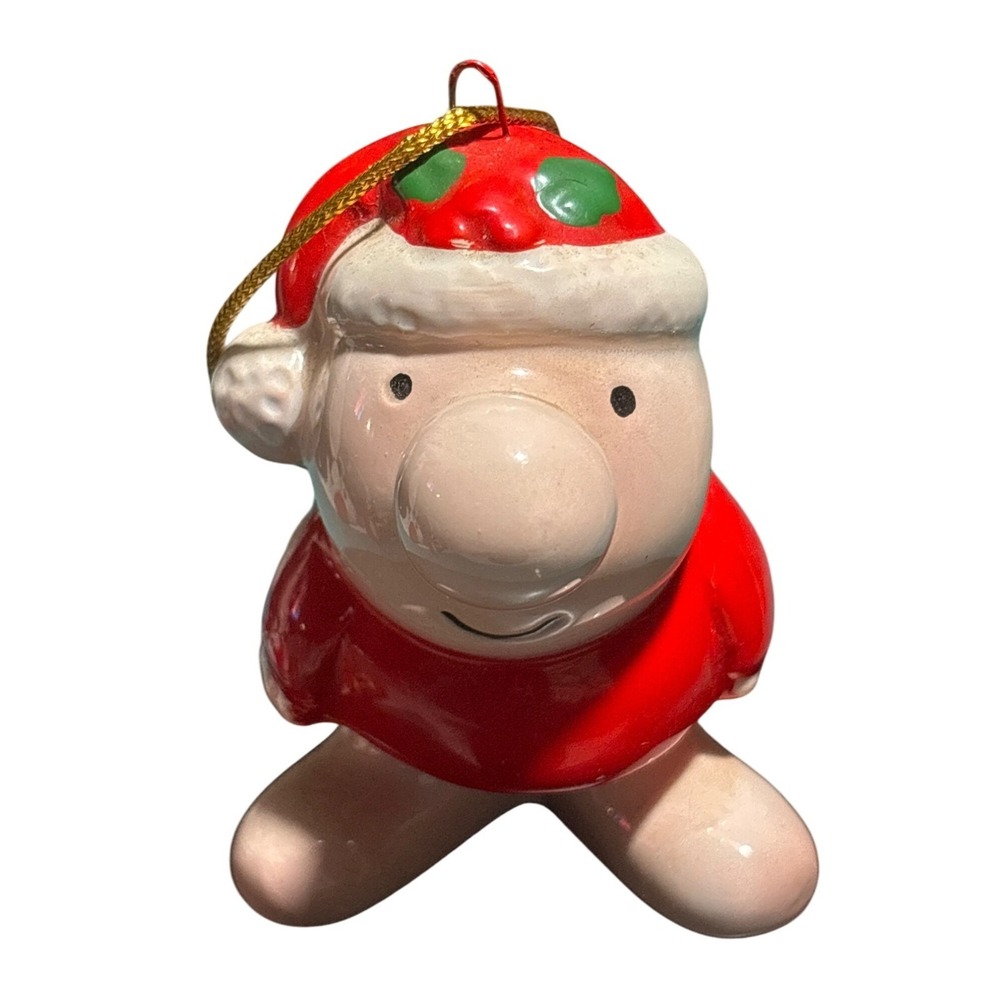 Ziggy Santa Claus Ornament Figurine Japan 1980 Ceramic Red & White Christmas Hol